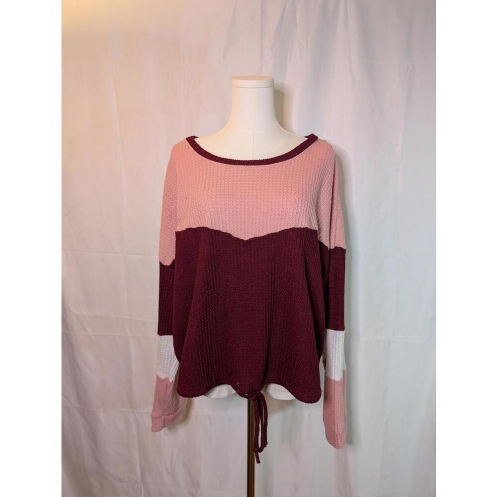 No Boundaries Colorblock Waffle Knit Sweater 3XL